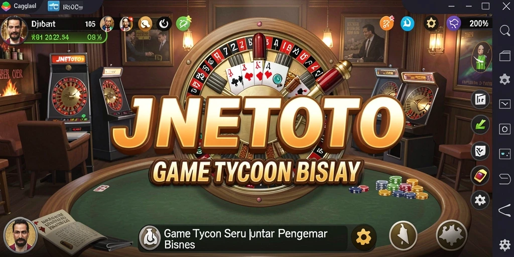 Tampilan gameplay JNETOTO menampilkan manajemen bisnis yang seru.