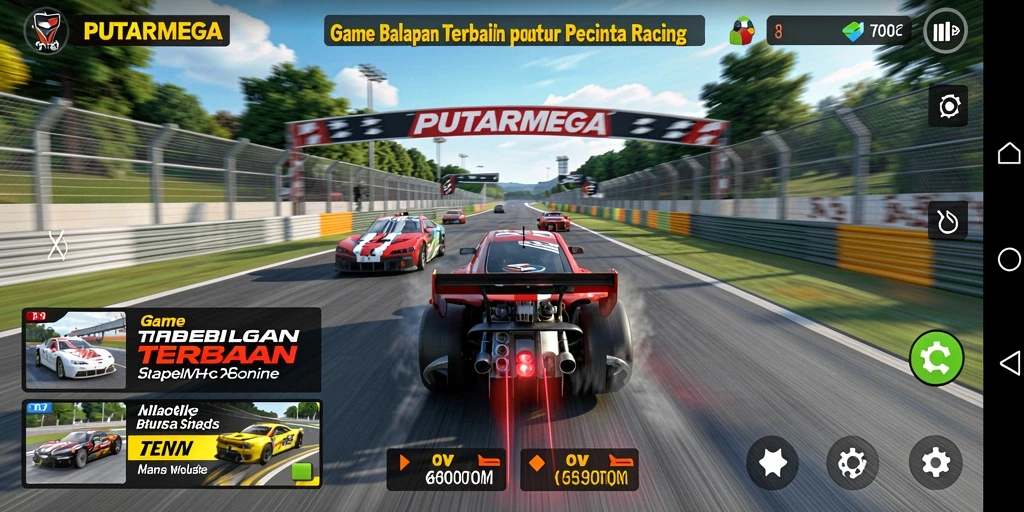 Tampilan menarik dari gameplay PUTARMEGA yang menampilkan aksi balapan.